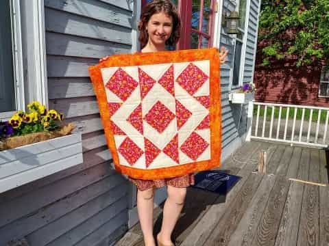 a person holding a flag