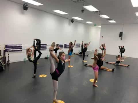 a group of people exercising