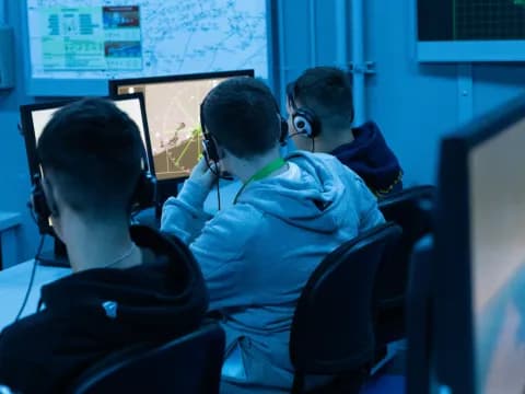 a few men wearing headsets