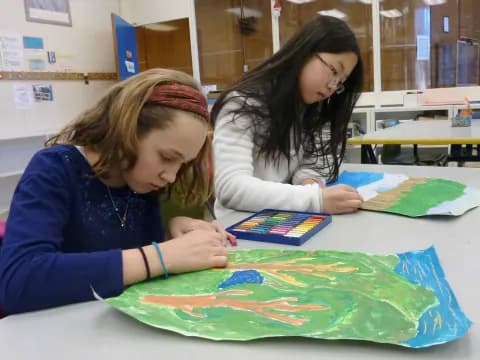 a few young girls painting