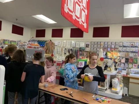 a group of people in a store