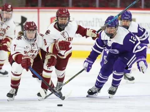 a group of hockey players on ice