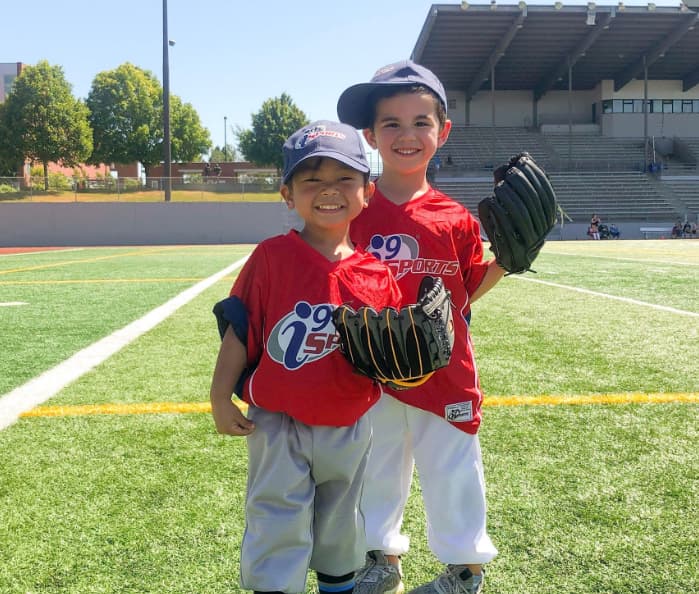 kids in baseball uniforms