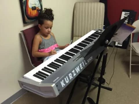 a child playing a piano