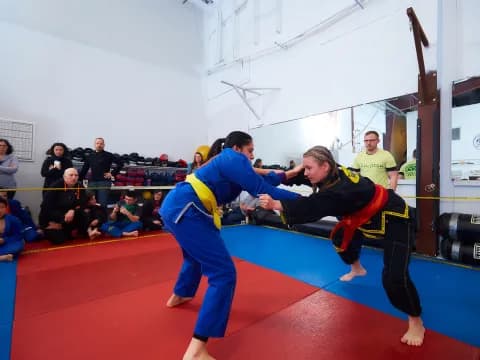 a group of people in a room