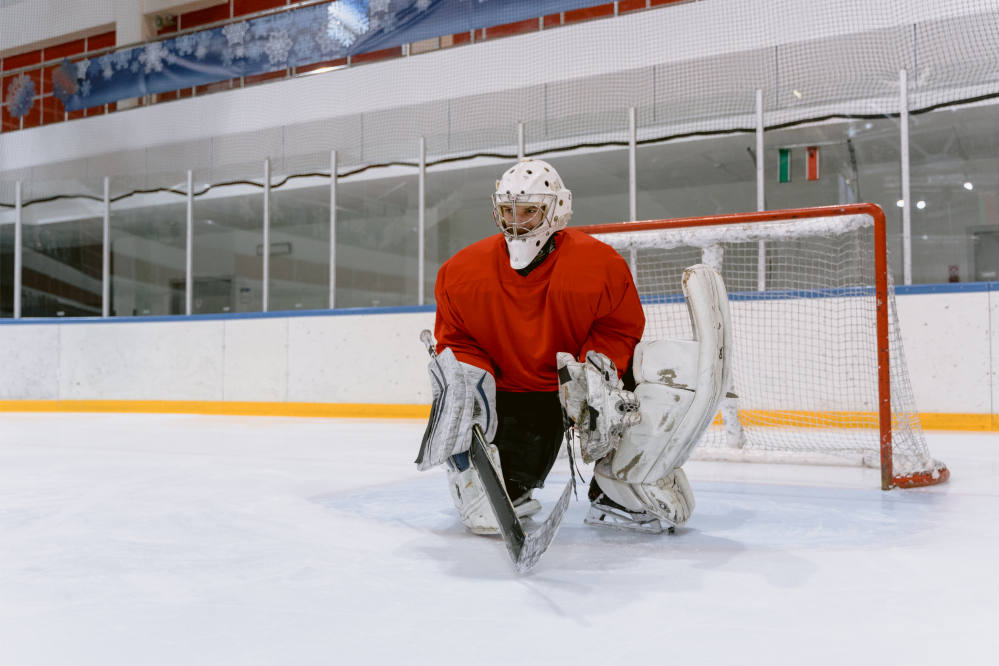 a man playing hockey