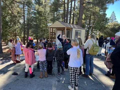 a group of people outside