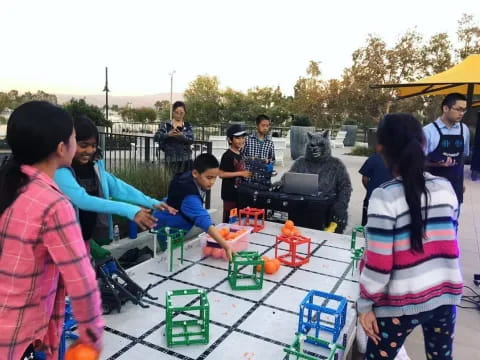 a group of people playing a game