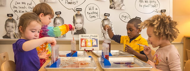 a group of children painting