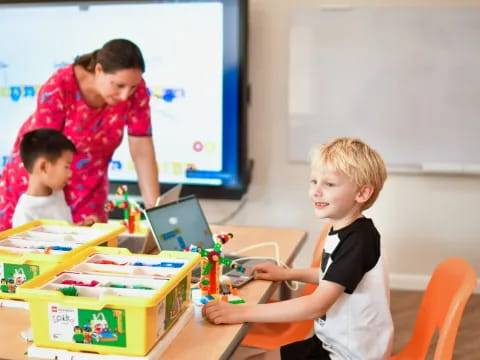 a group of kids playing with toys