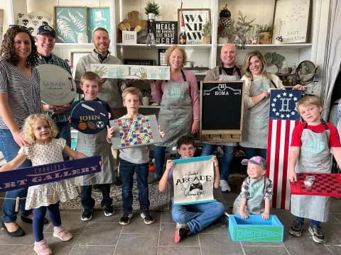 a group of people holding signs