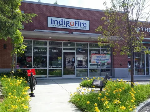 a building with a bike in front