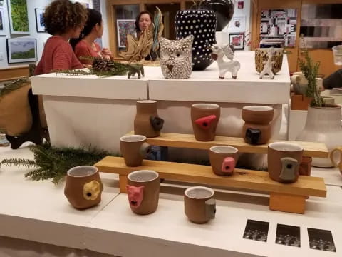 a display of pottery
