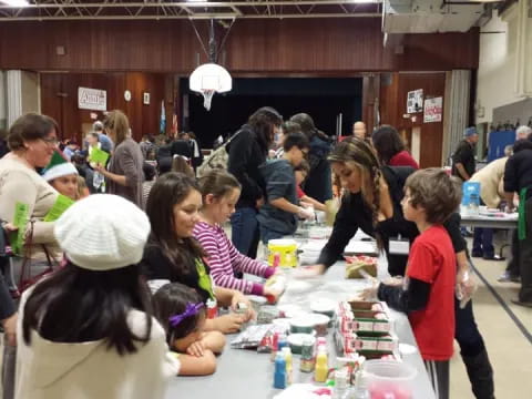 a group of people at a table