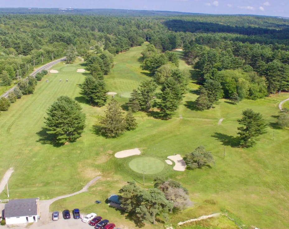 a landscape with trees and grass