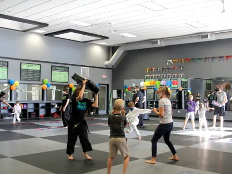 a group of people in a room