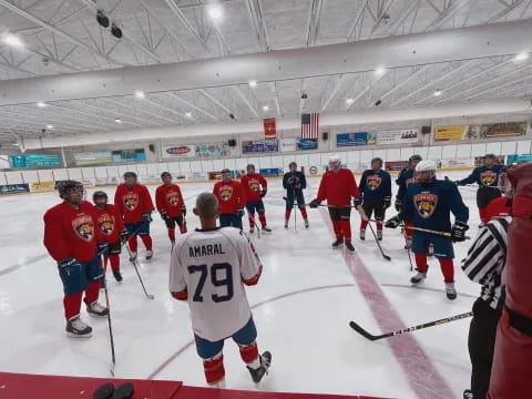 a group of people on ice