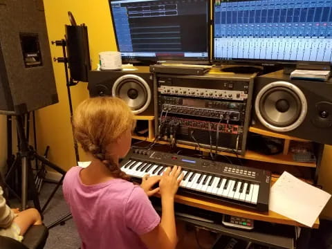 a child playing a piano