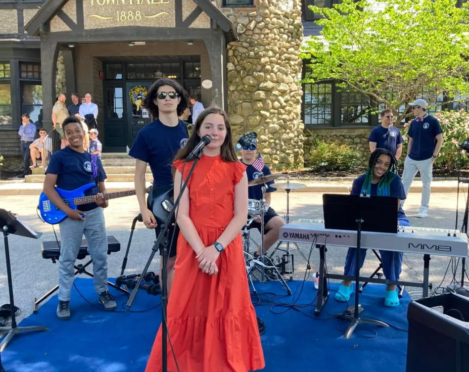 a person in a red dress