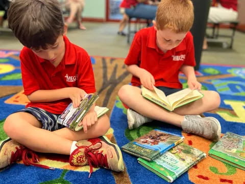 a few boys reading books