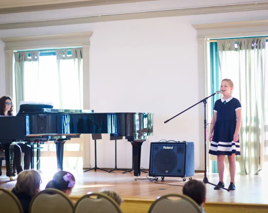 a man and woman on a stage