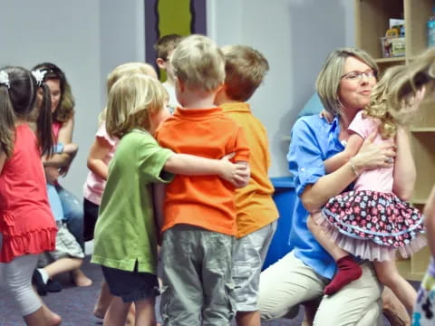 a group of children in a room