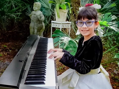 a person sitting at a piano