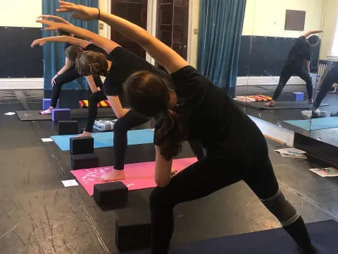 a group of people exercising