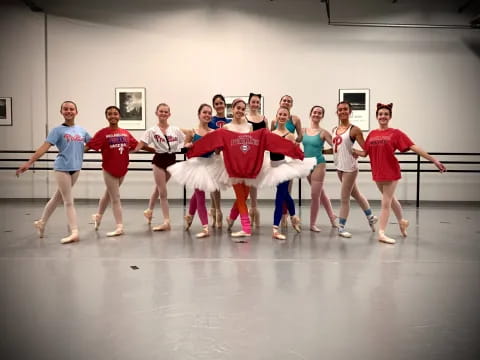 a group of people dancing