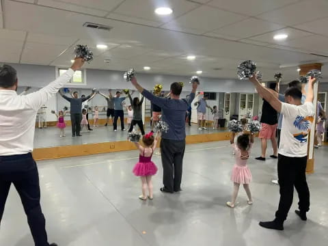 a group of people exercising