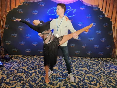 a man and woman dancing