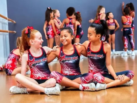 a group of girls in a gym