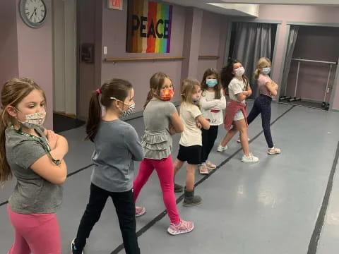 a group of people exercising