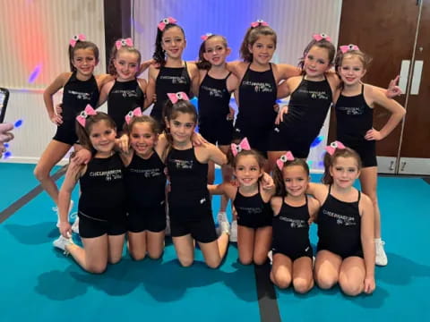 a group of girls in a gym