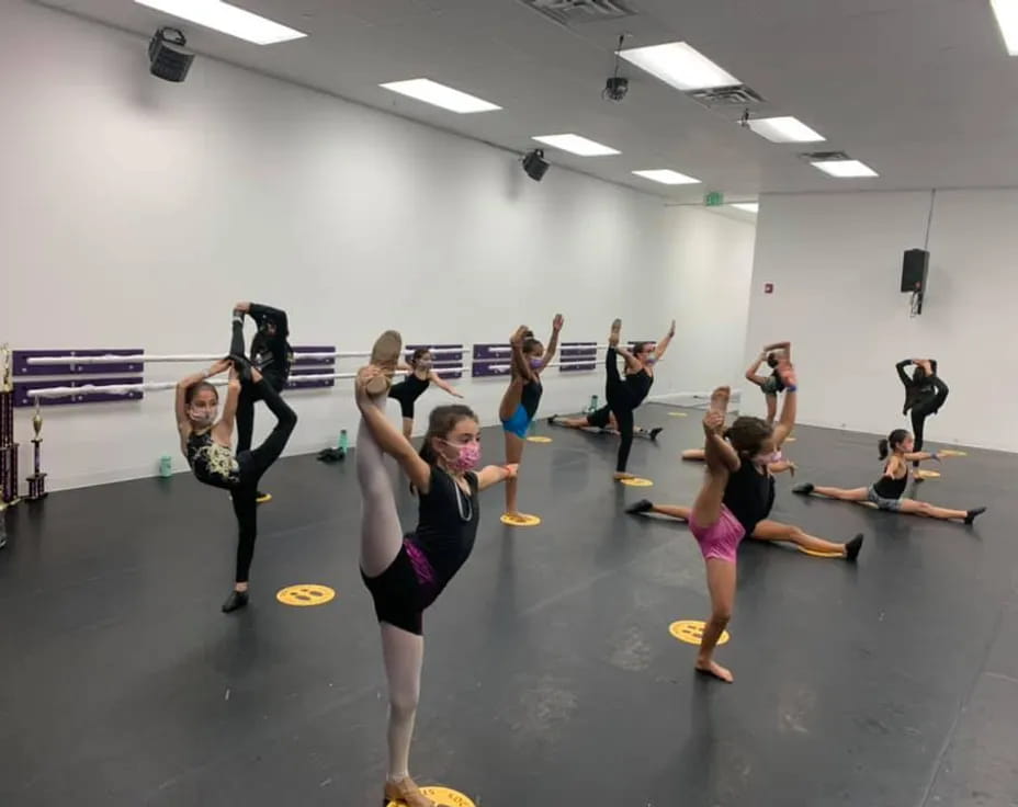 a group of people exercising