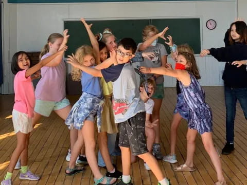 a group of children dancing