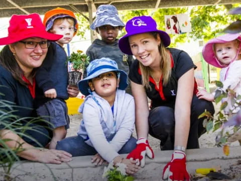 a group of people wearing hats