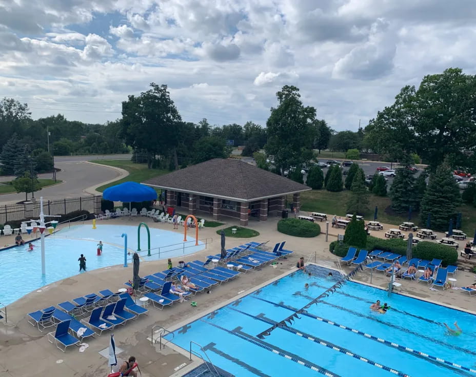 a pool with people in it