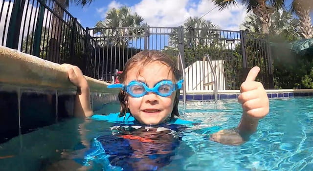 a child in a pool