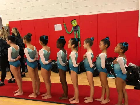 a group of girls in a gym