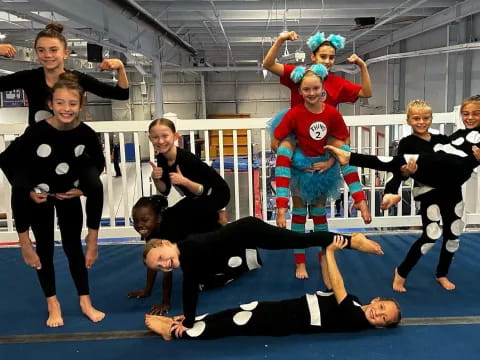 a group of people in a gym