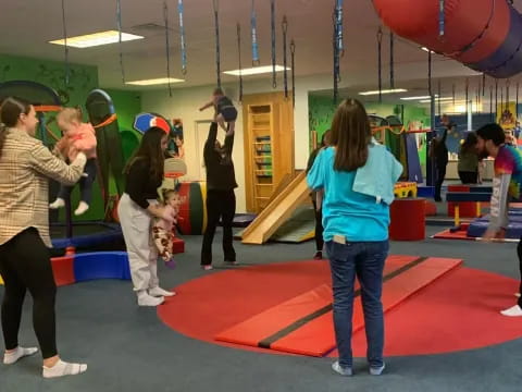 a group of people in a room