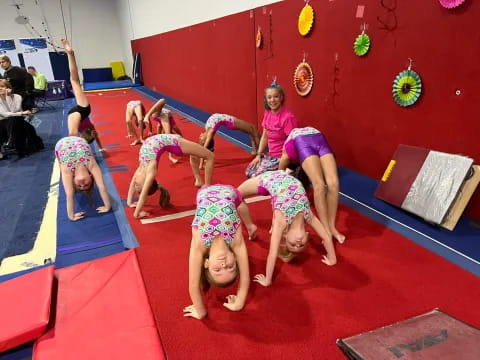 a group of people doing yoga