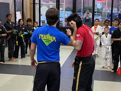 a group of people in a room