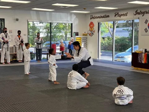 a group of people in a room