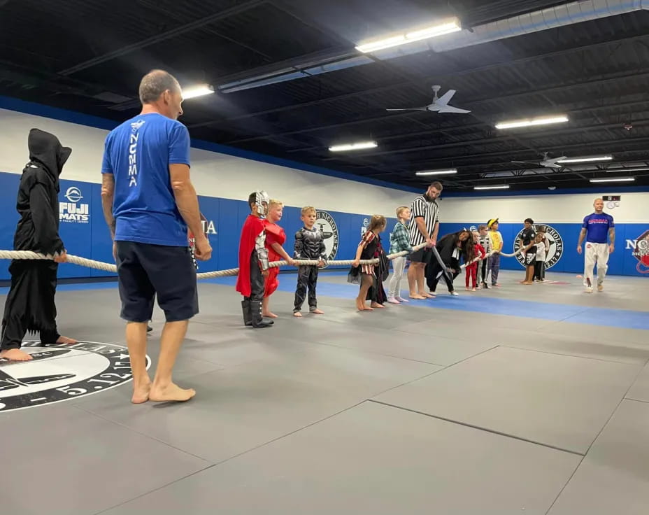 a group of people in a room