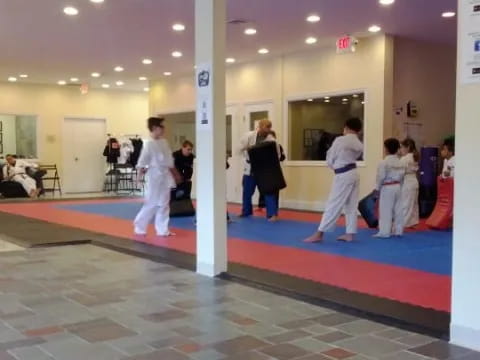 a group of people in a room