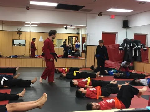 a group of people in a room