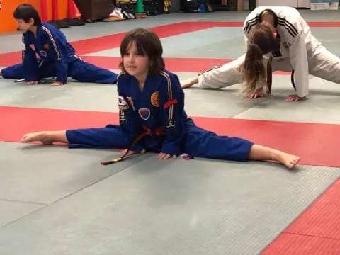 a group of people in a gym