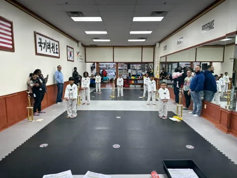 a group of people in a room